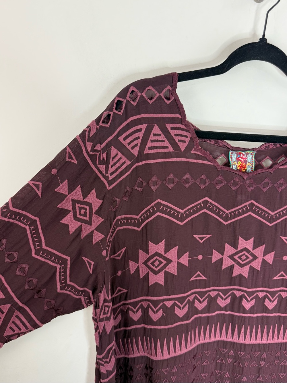 Johnny Was Long Sleeve Shift Dress Size XL Embroidered Bohemian Western - Picture 5 of 16